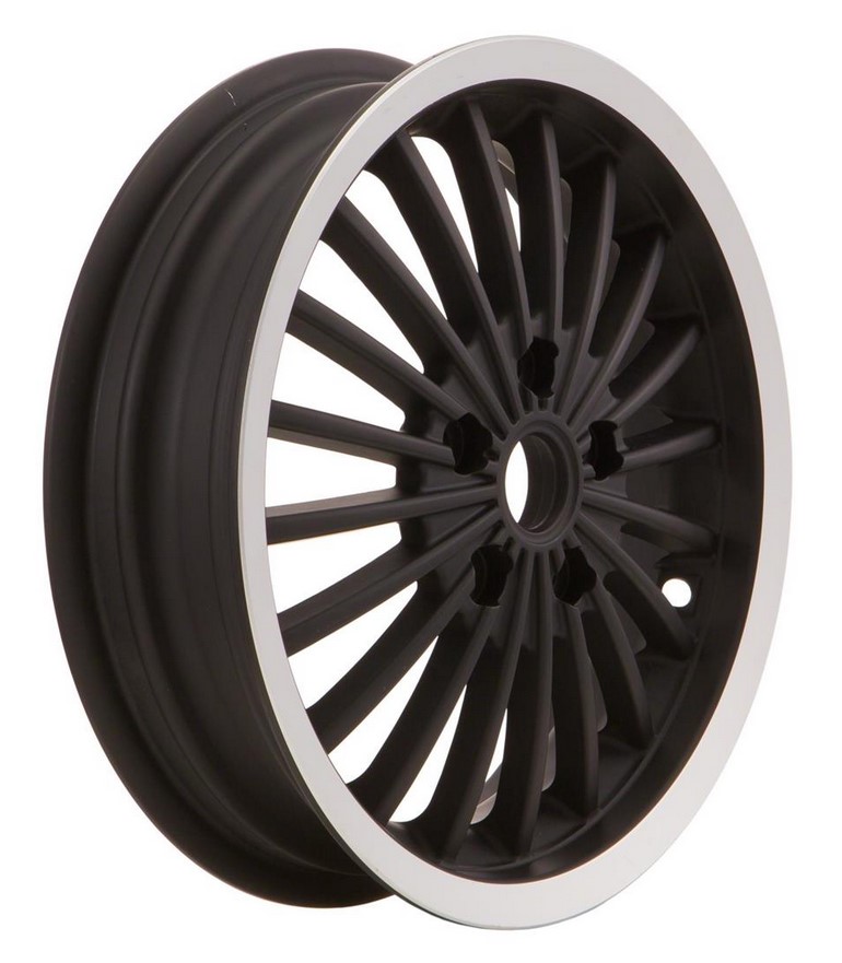 Cerchio anteriore/posteriore per Vespa GTS/​GTS Super/​GTV/​GT 125-300ccm, nero con bordo lucido