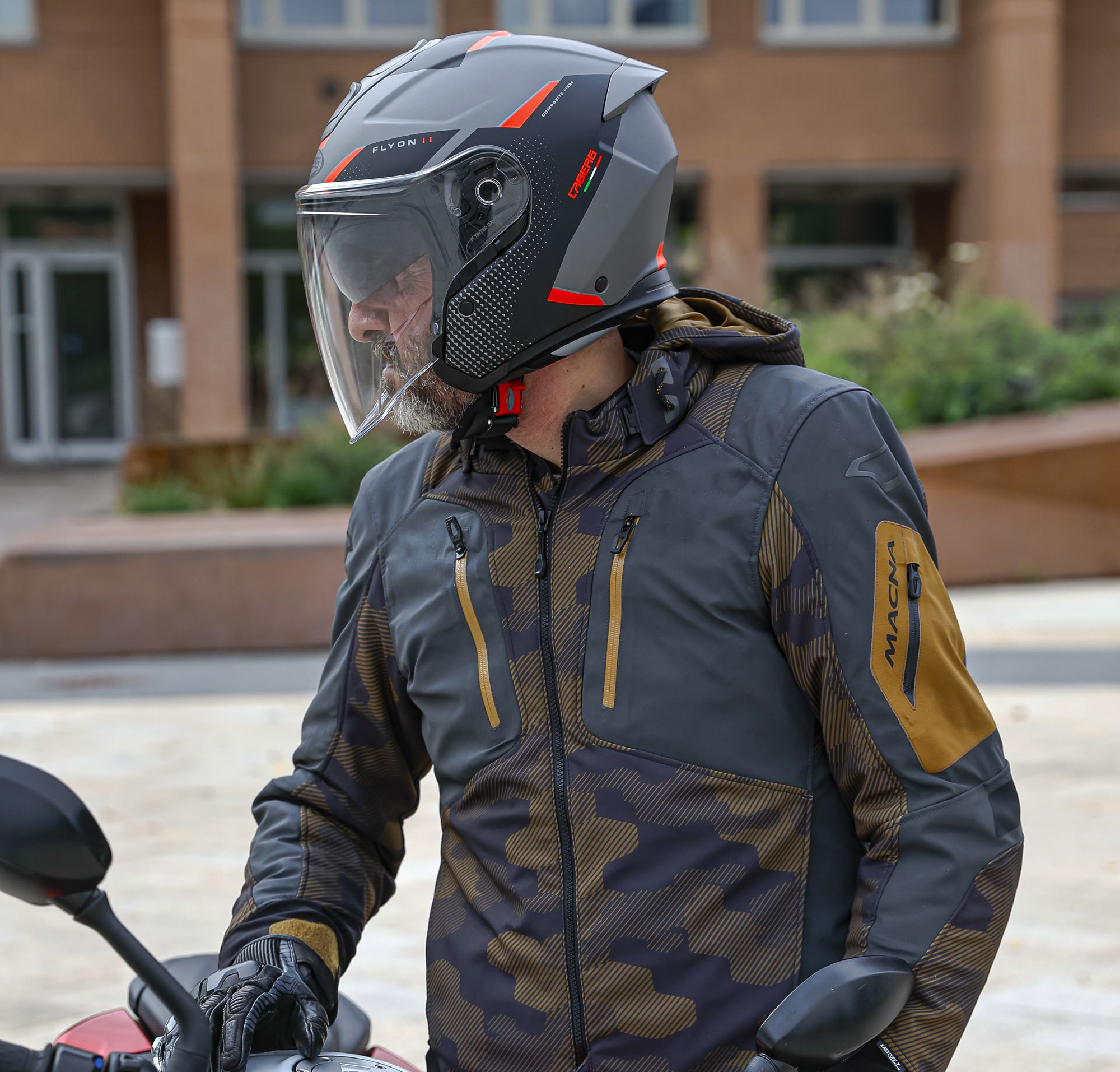 Caberg casco Flyon II Boss grigio opaco/nero rosso