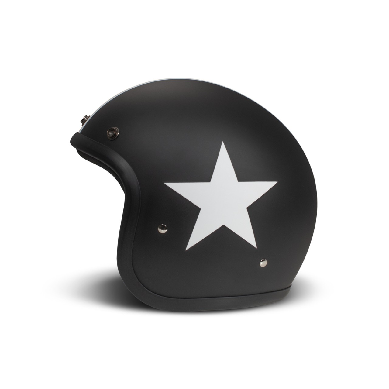Casco jet DMD Retro, nero, opaco, Star Black, fibra di vetro, ECE 22.06