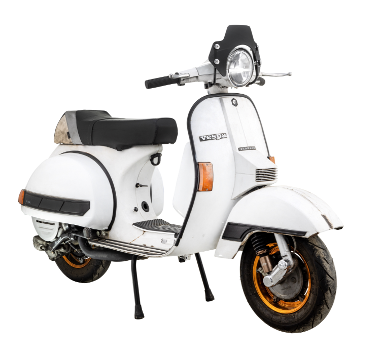 Zanzariera per Vespa PX 80-200ccm, supporto argento, nero oscurato