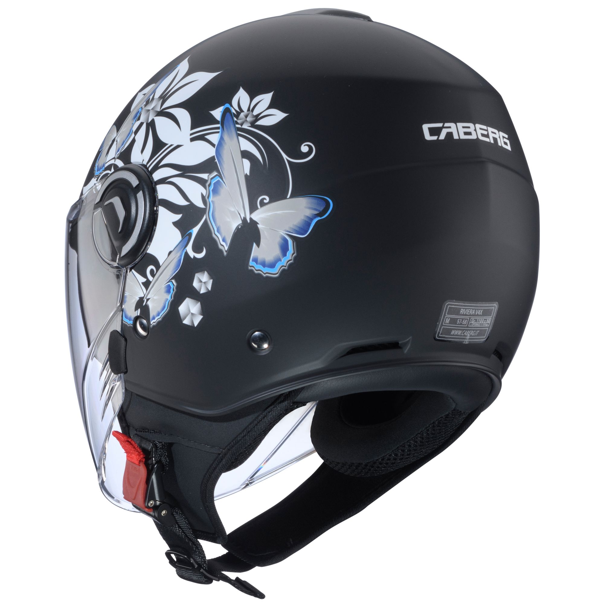 Caberg casco Riviera V4 X Mia nero opaco/bianco-grigio-azzurro