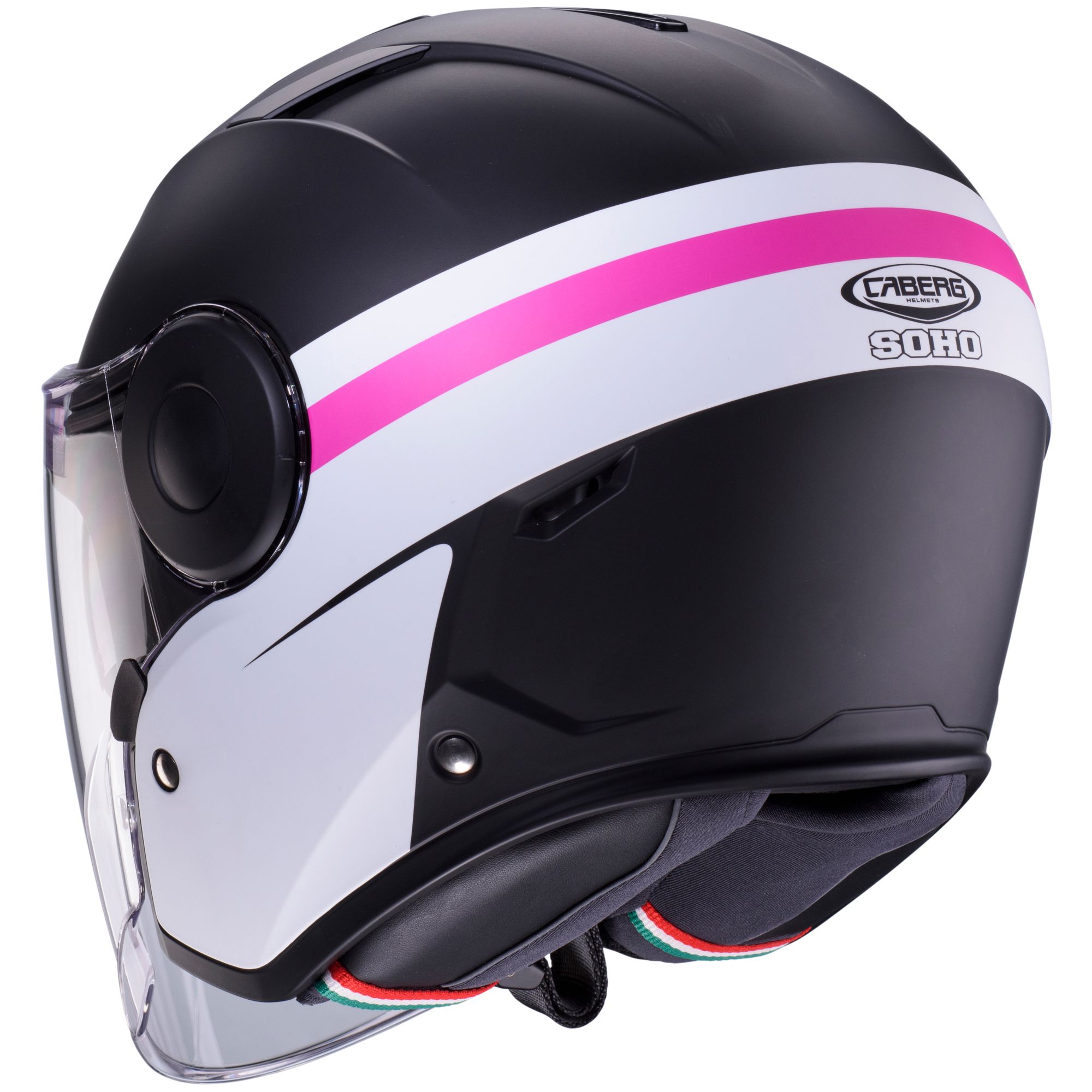 Caberg casco Soho Zephyr opaco-nero/bianco-fucsia
