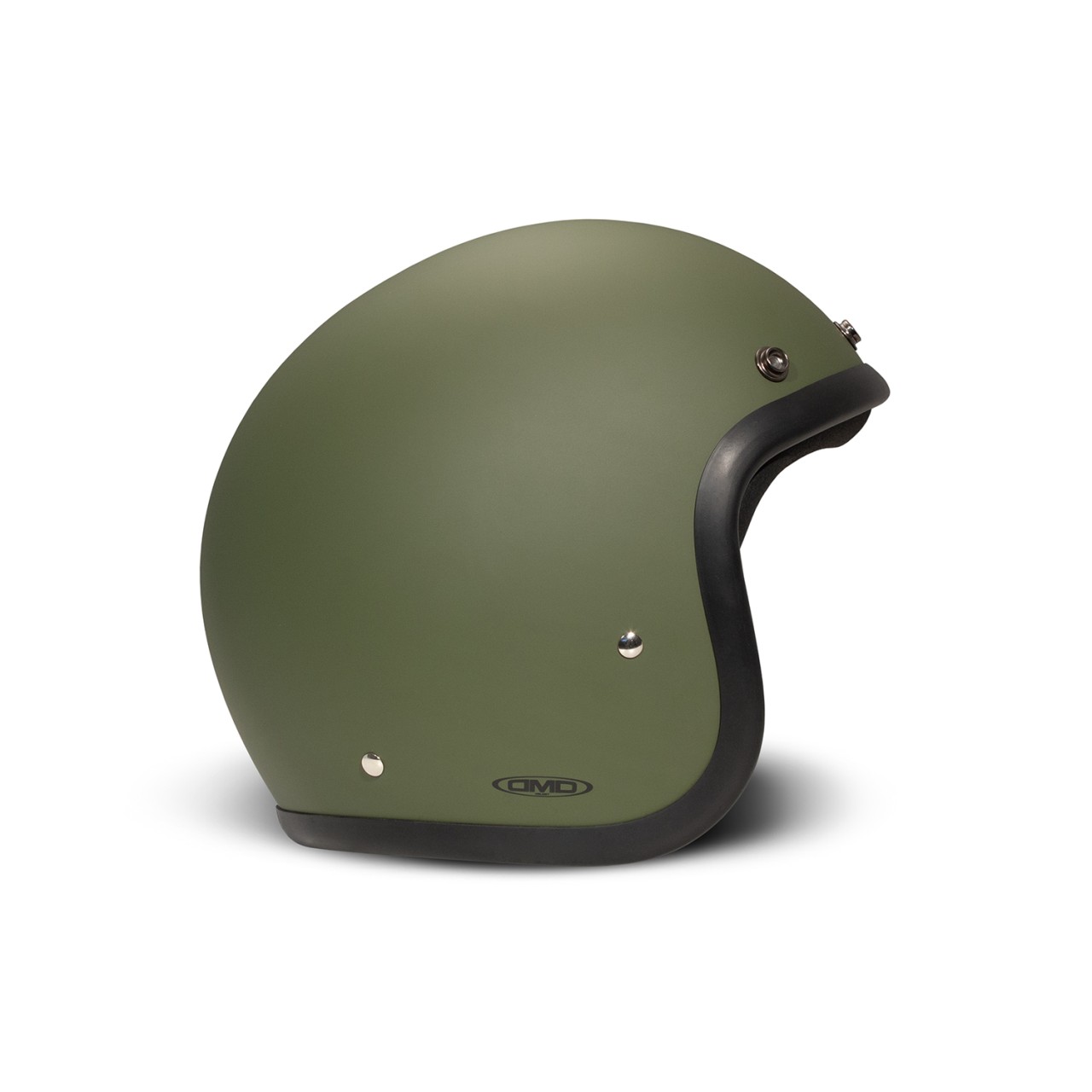 Casco jet DMD Retro, verde opaco, Matt Green, fibra di vetro, ECE 22.06