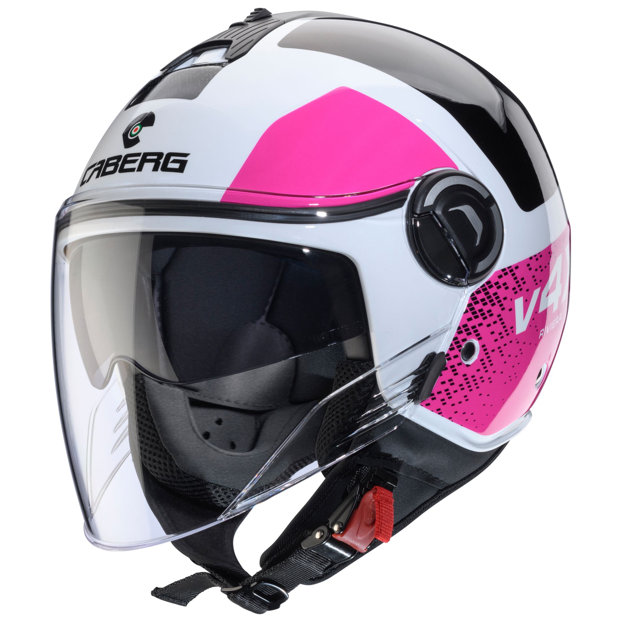 Casco Caberg Riviera V4 X Alpha bianco/nero-fucsia