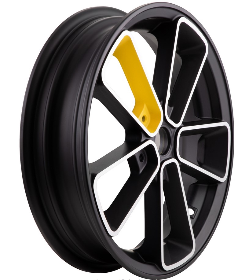 Cerchio anteriore/posteriore 13” per Vespa GTS/​GTS Super/​GTV/​GT 60/​GT/​GT L 125-300ccm, nero/​giallo