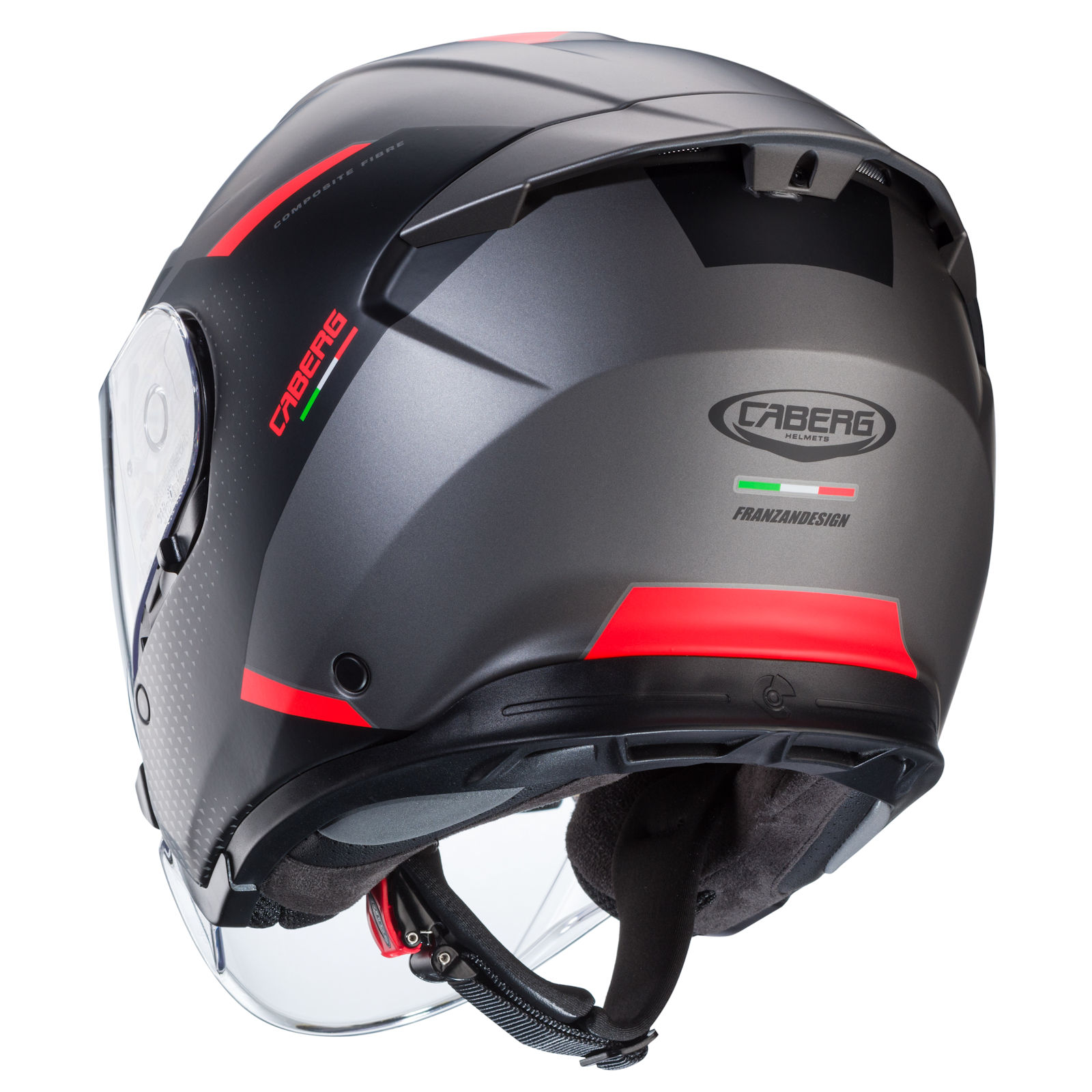 Caberg casco Flyon II Boss grigio opaco/nero rosso