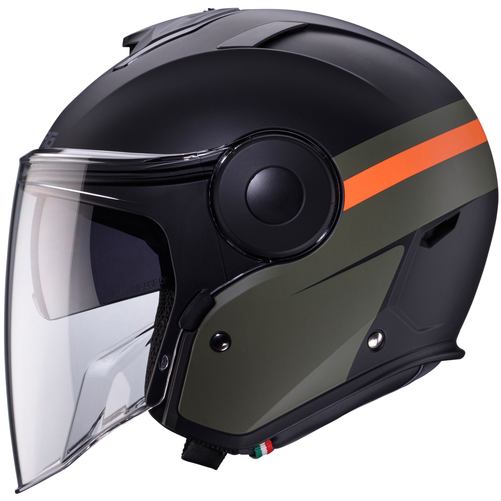 Caberg casco Soho Zephyr nero opaco/verde arancione