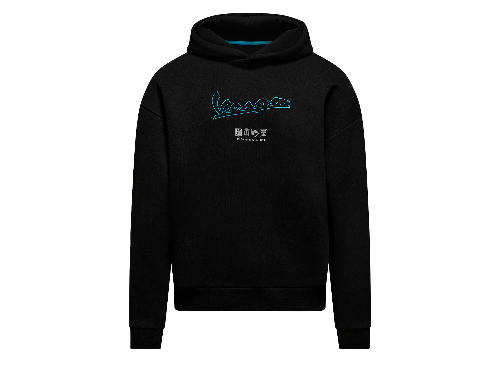 Felpa con cappuccio Vespa nera DEC-Collection