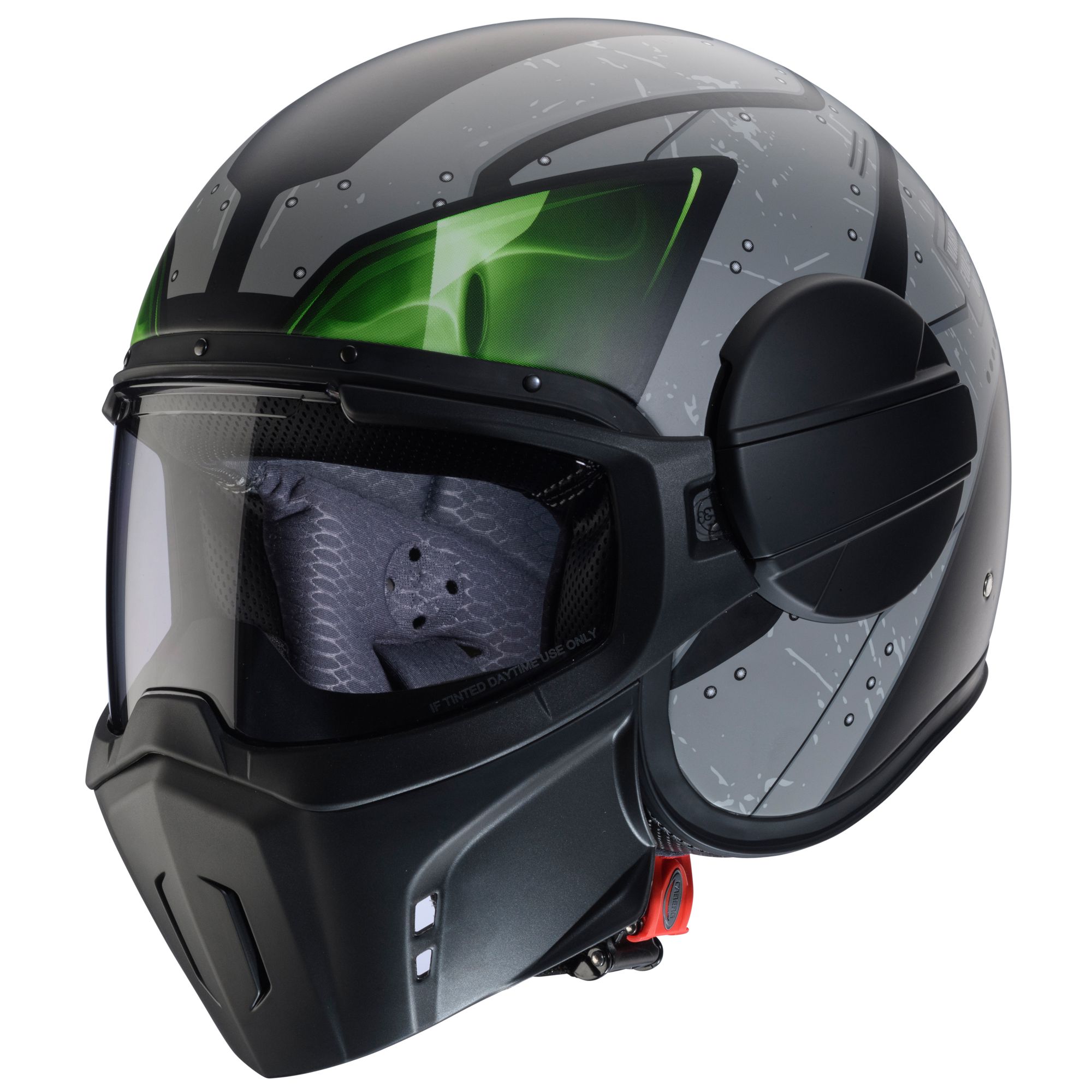 Caberg casco Ghost X Vyrus nero opaco/grigio-fluo-verde