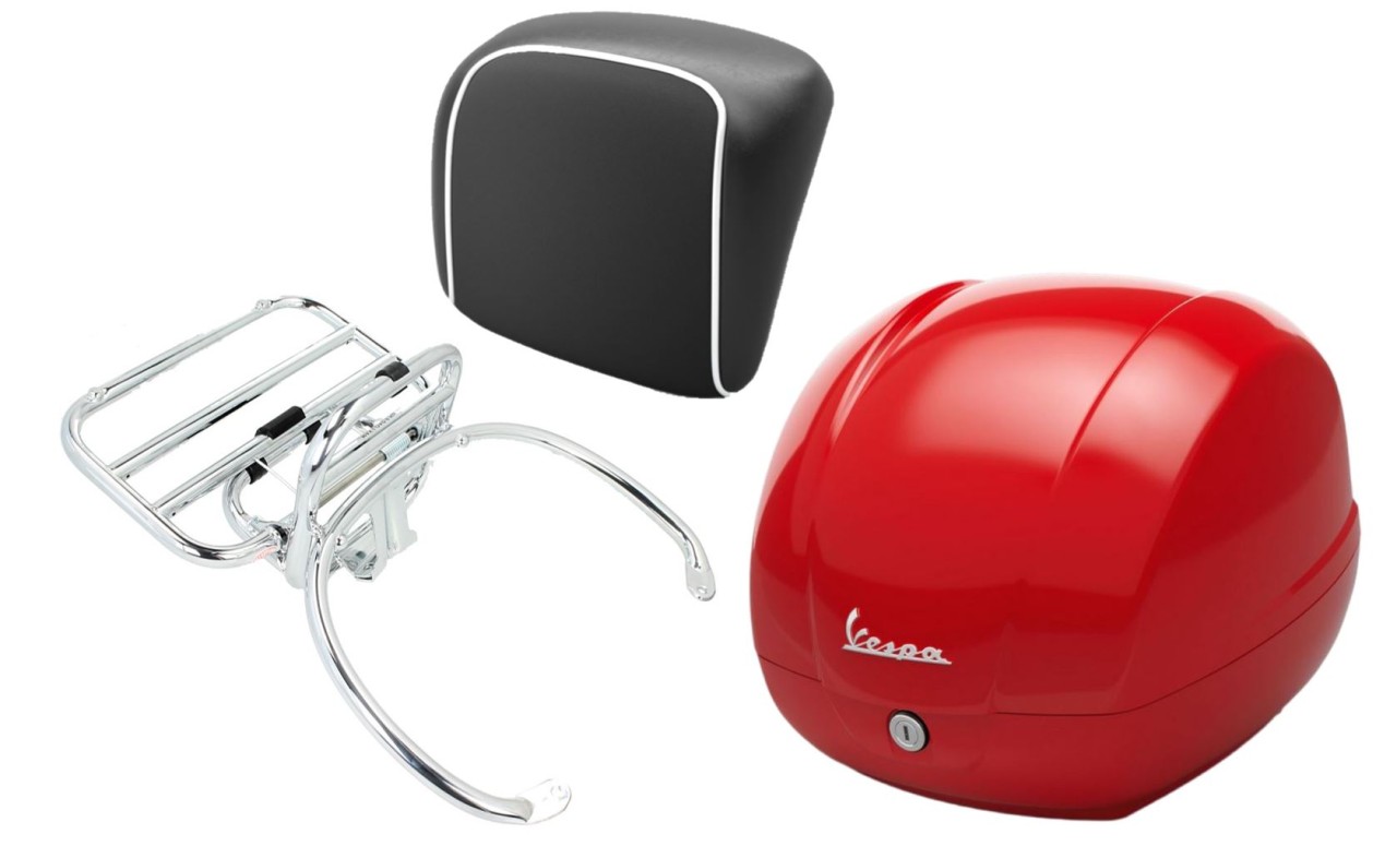 Kit bauletto 36L red dragon (894), portapacchi cromato per Vespa GTS 125/300/310