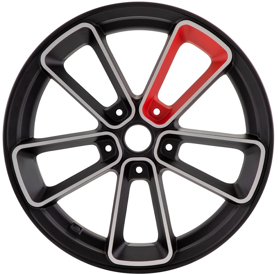 Cerchio anteriore/posteriore 13” per Vespa GTS/​GTS Super/​GTV/​GT 60/​GT/​GT L 125-300ccm, nero opaco/​rosso