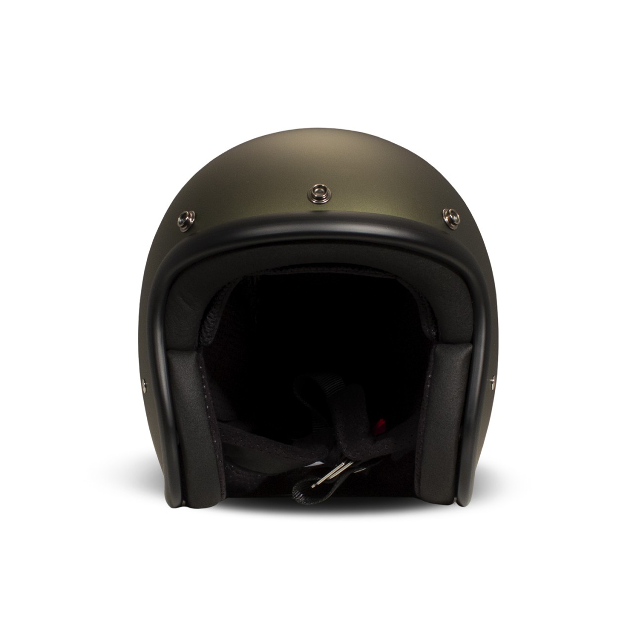 Casco jet DMD Retro, verde opaco, Olive Gold, fibra di vetro, ECE 22.06