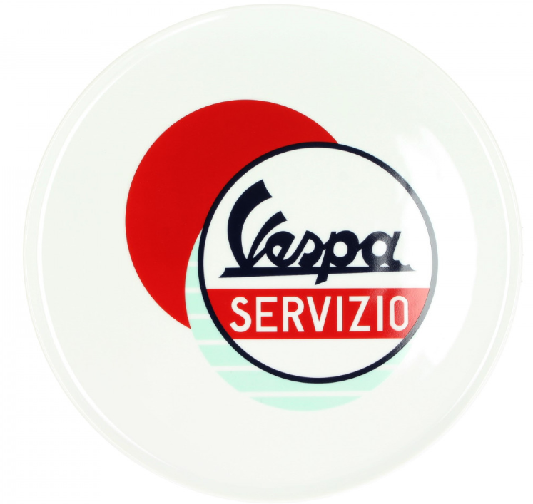 Targa Vespa Servizio bianco rosso