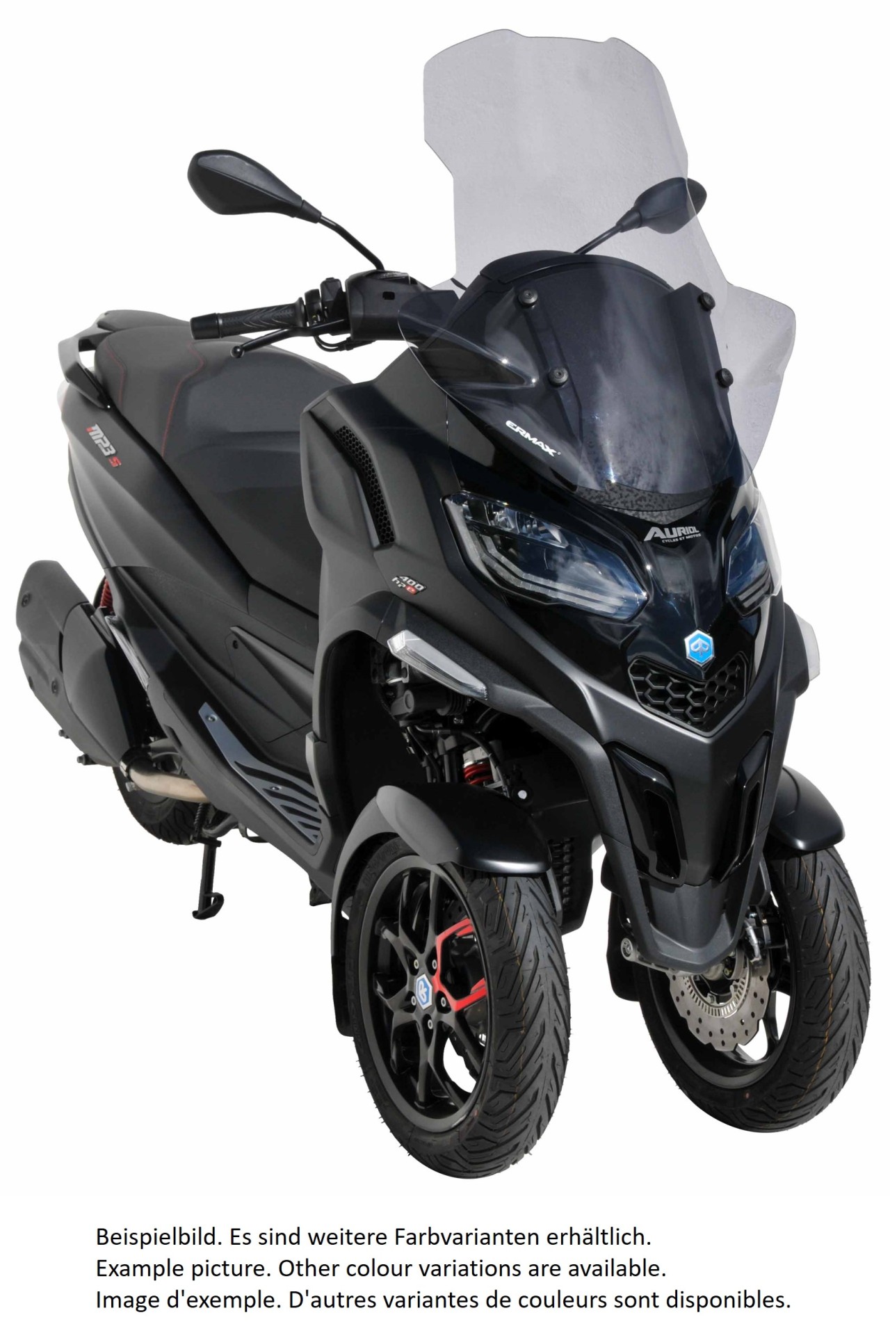 Parabrezza ERMAX con paramani per Piaggio MP3 400 HPE (-22), colorato/nero chiaro