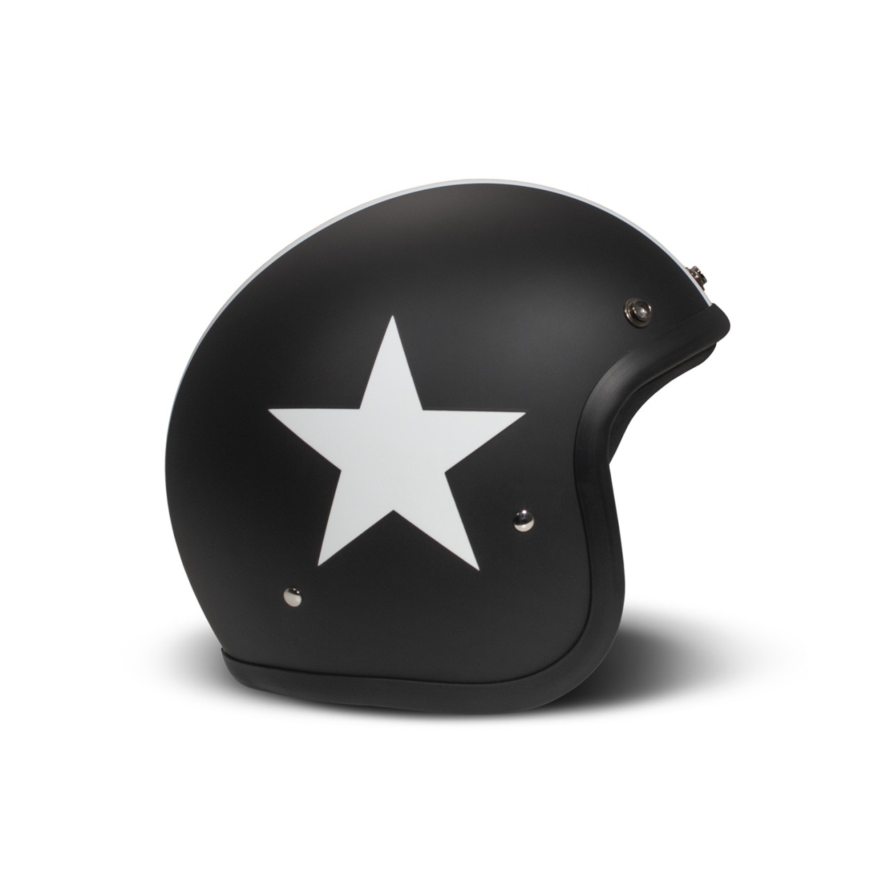 Casco jet DMD Retro, nero, opaco, Star Black, fibra di vetro, ECE 22.06