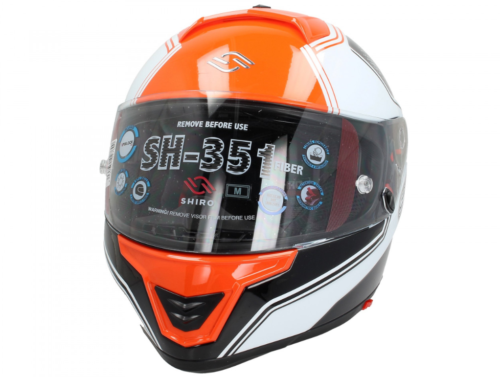 Casco integrale Shiro, SH351, fibra, F4, arancione
