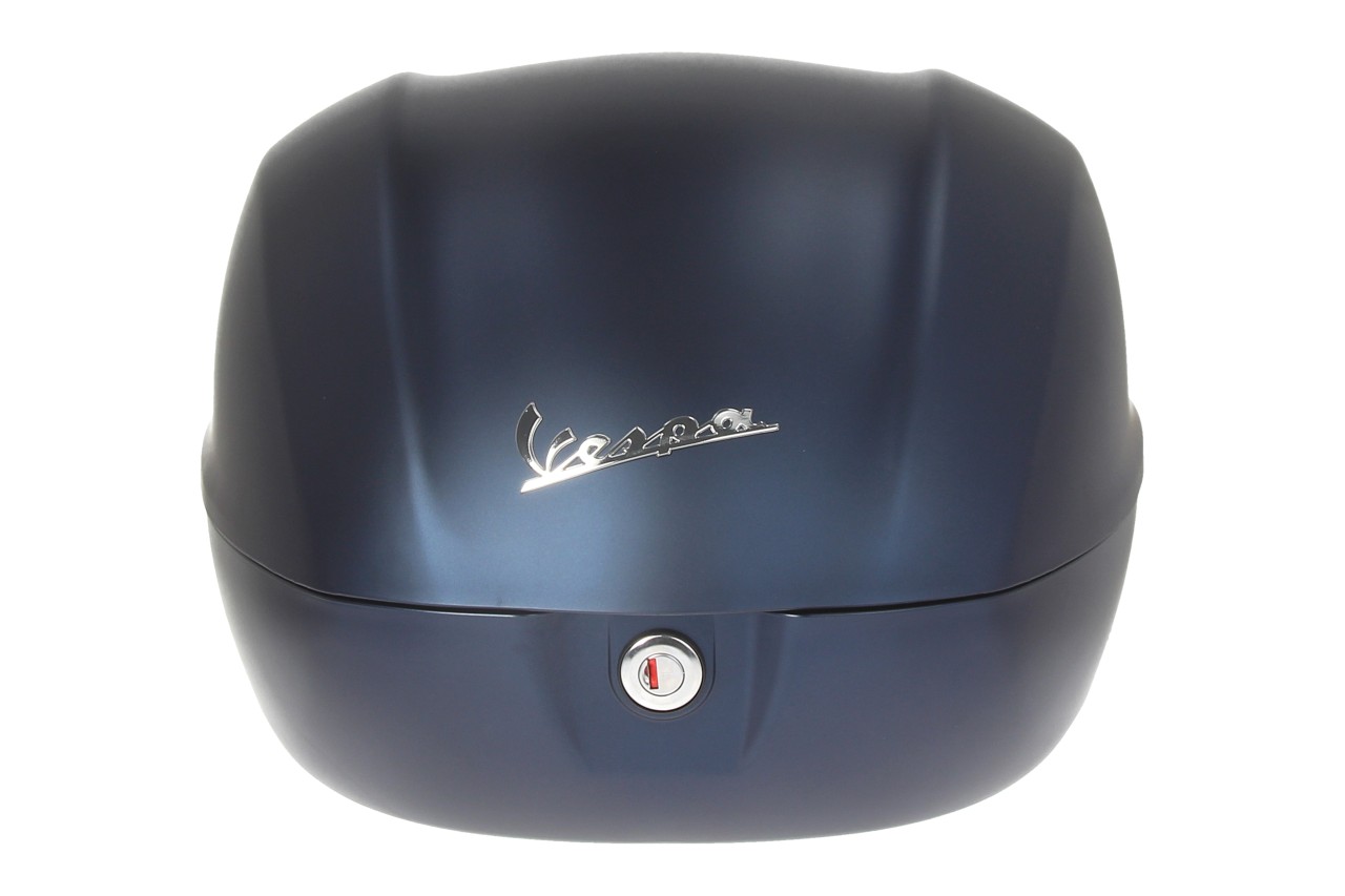 Kit bauletto 32L blu profondo opaco (288/A), cuscino posteriore nero per Vespa Primavera