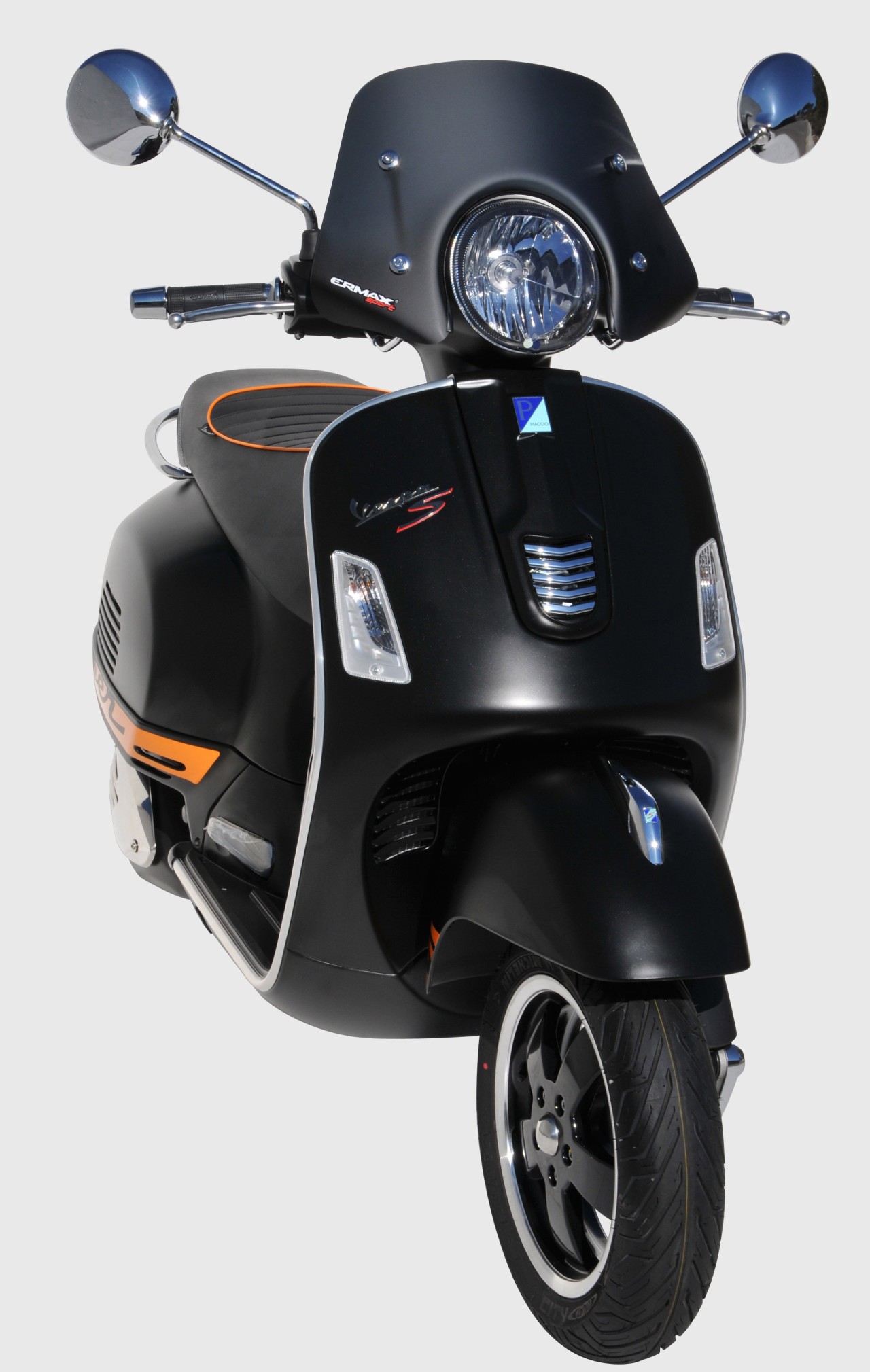 Parabrezza ERMAX Piccolo H 300 mm per Vespa GTS/GTS Super/GT L (-22), nero opaco