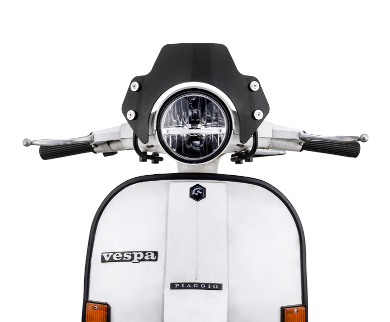 Zanzariera per Vespa PX 80-200ccm, supporto argento, nero oscurato