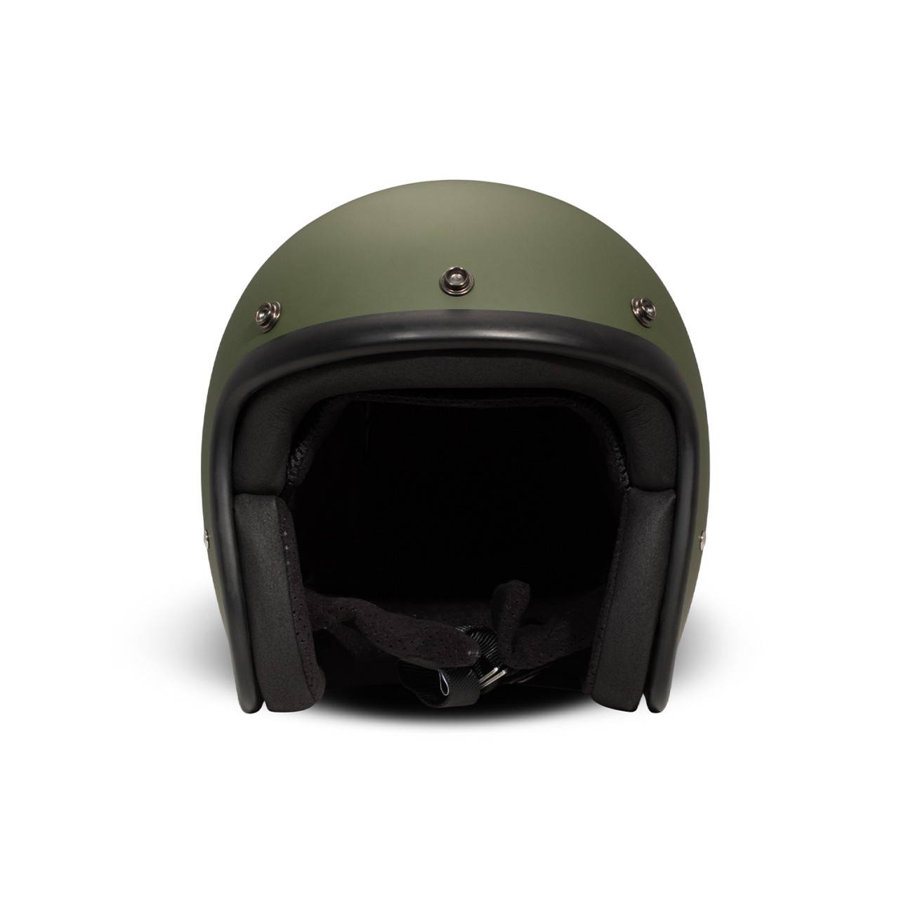 Casco jet DMD Retro, verde opaco, Matt Green, fibra di vetro, ECE 22.06