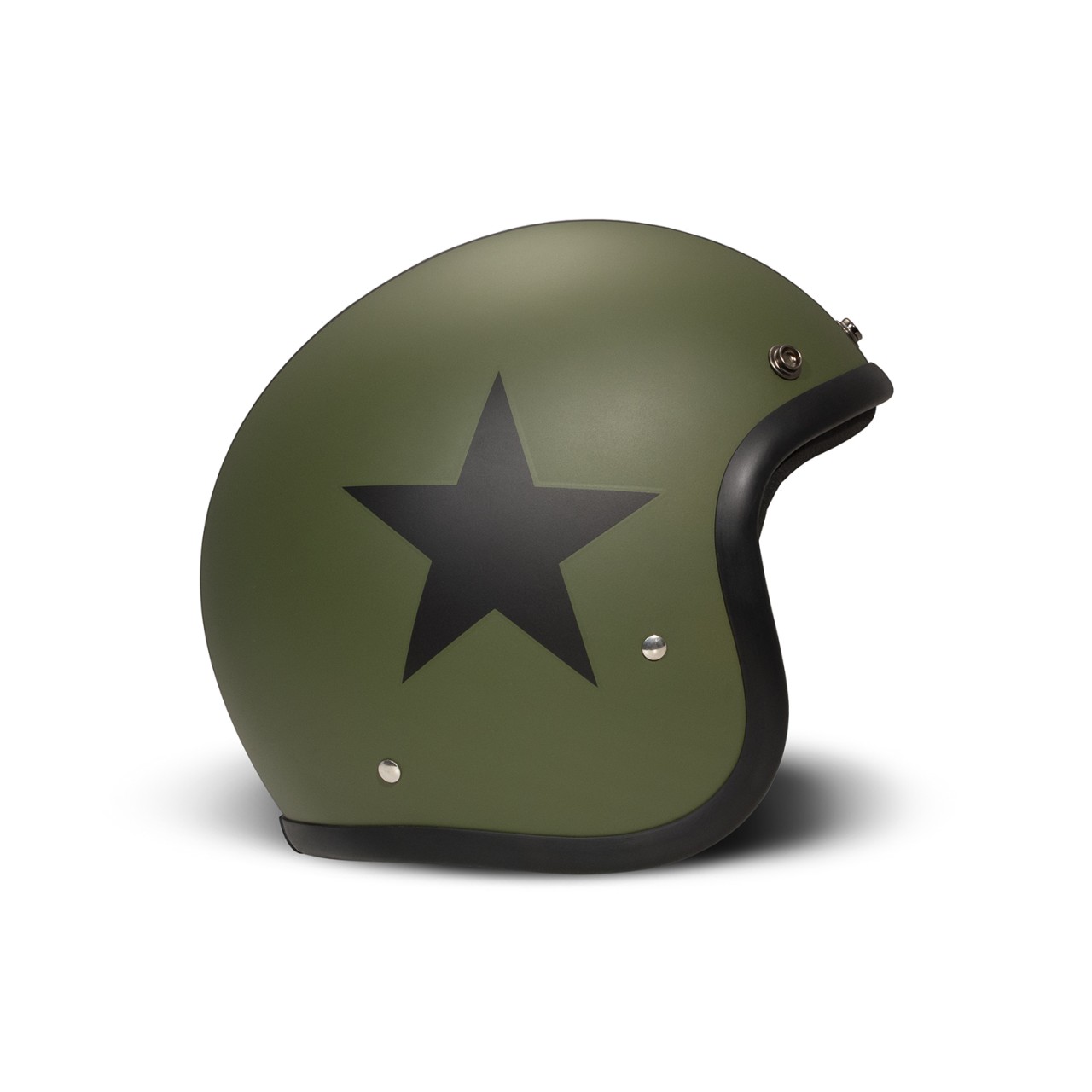 Casco jet DMD Retro, verde, opaco, Star Green, in fibra di vetro, ECE 22.06