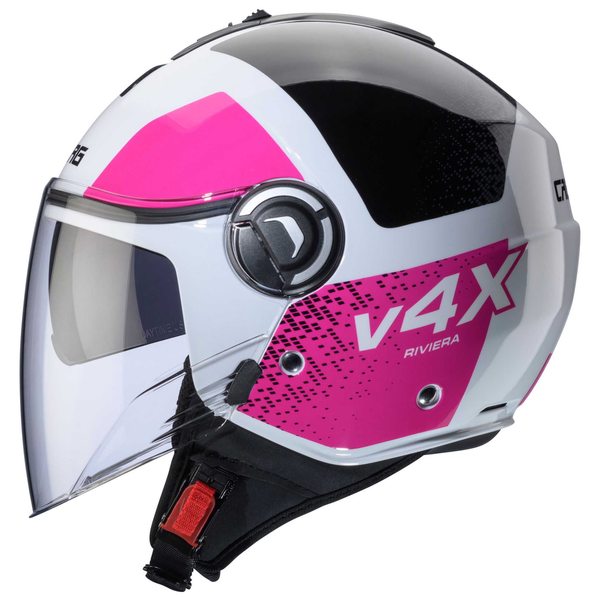 Casco Caberg Riviera V4 X Alpha bianco/nero-fucsia