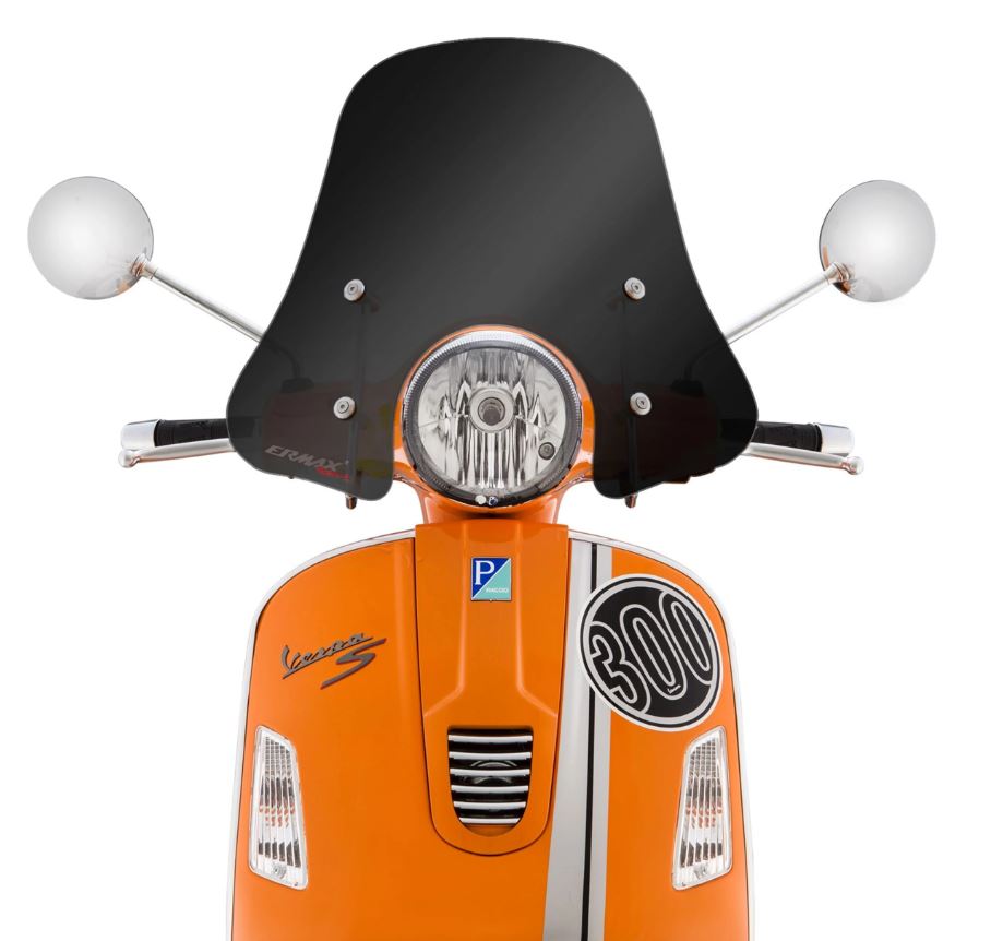 Parabrezza ERMAX Sportivo per Vespa GTS/GTS Super/GT/GT L (-'22), nero oscurato