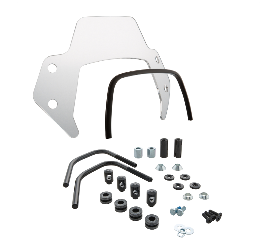 Flyscreen per Vespa Sprint 50-150cc 2T/4T, supporti neri, trasparenti