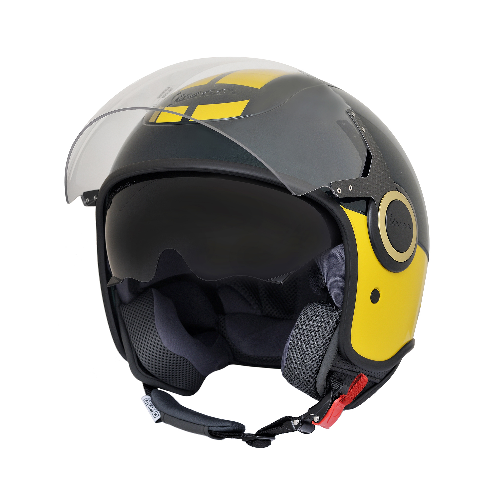 Casco Vespa Jet VJ Racing anni '60 verde/giallo - Anni '60