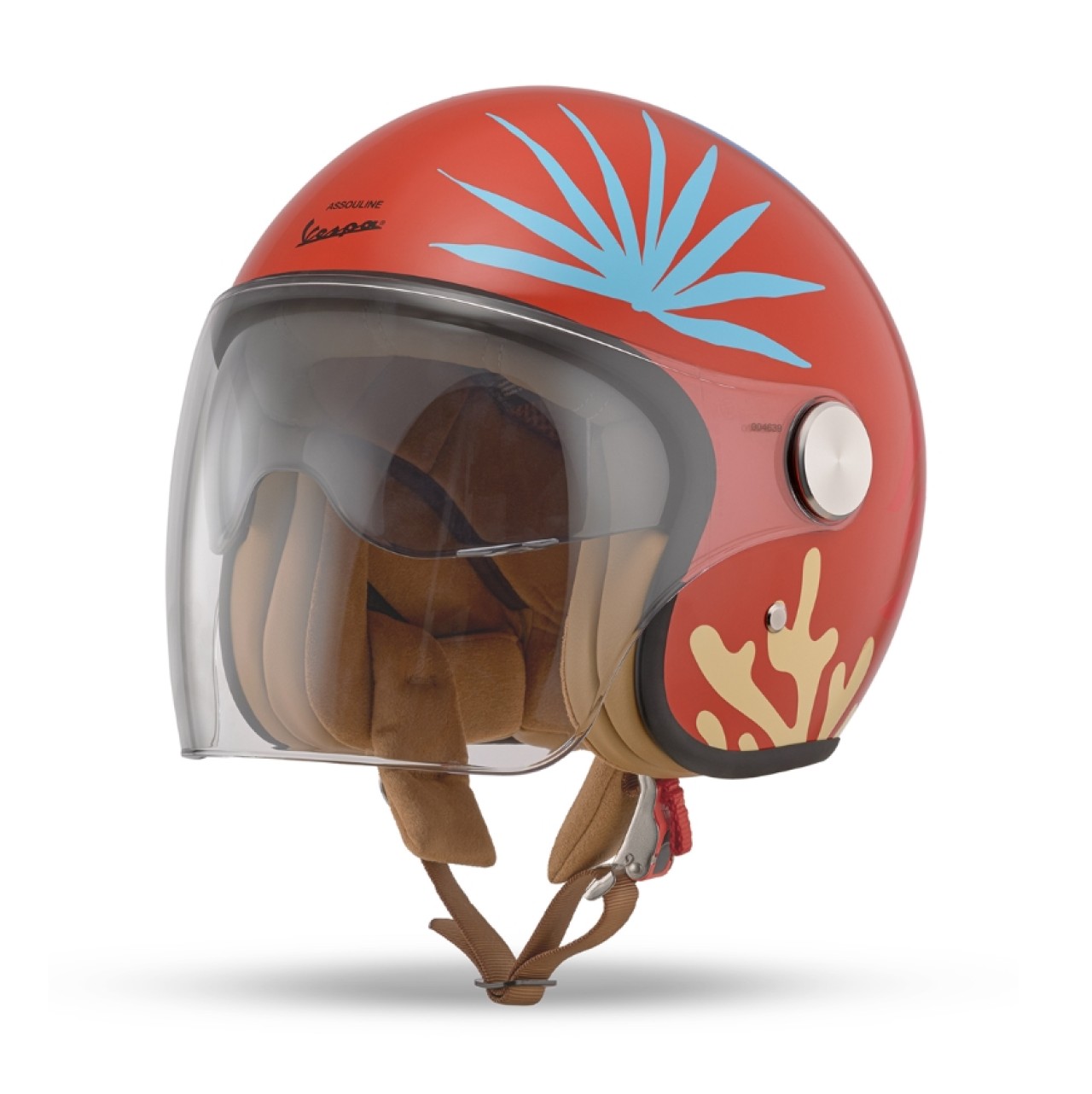 Casco jet Vespa Assouline 80th rosso lucido
