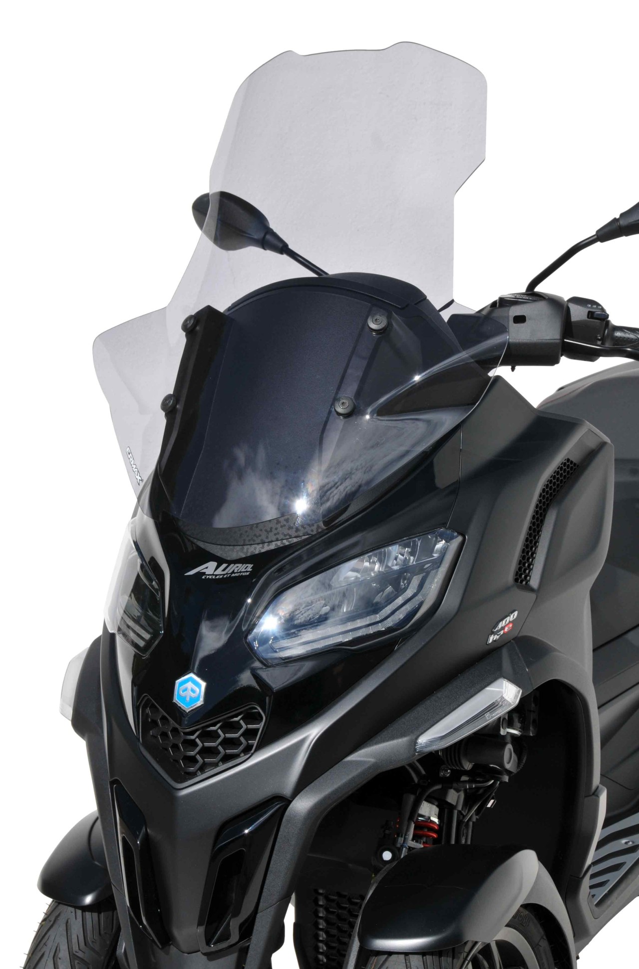 Parabrezza ERMAX Alta Protezione con paramani per Piaggio MP3 400 / 530 HPE (22-), grigio