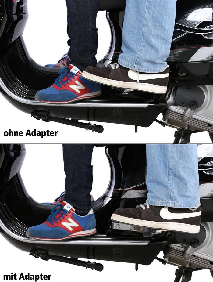 Adattatore poggiapiedi per Vespa GTS/GTS Super/GTV/GT 60/GT/GT L 125-300ccm, argento opaco