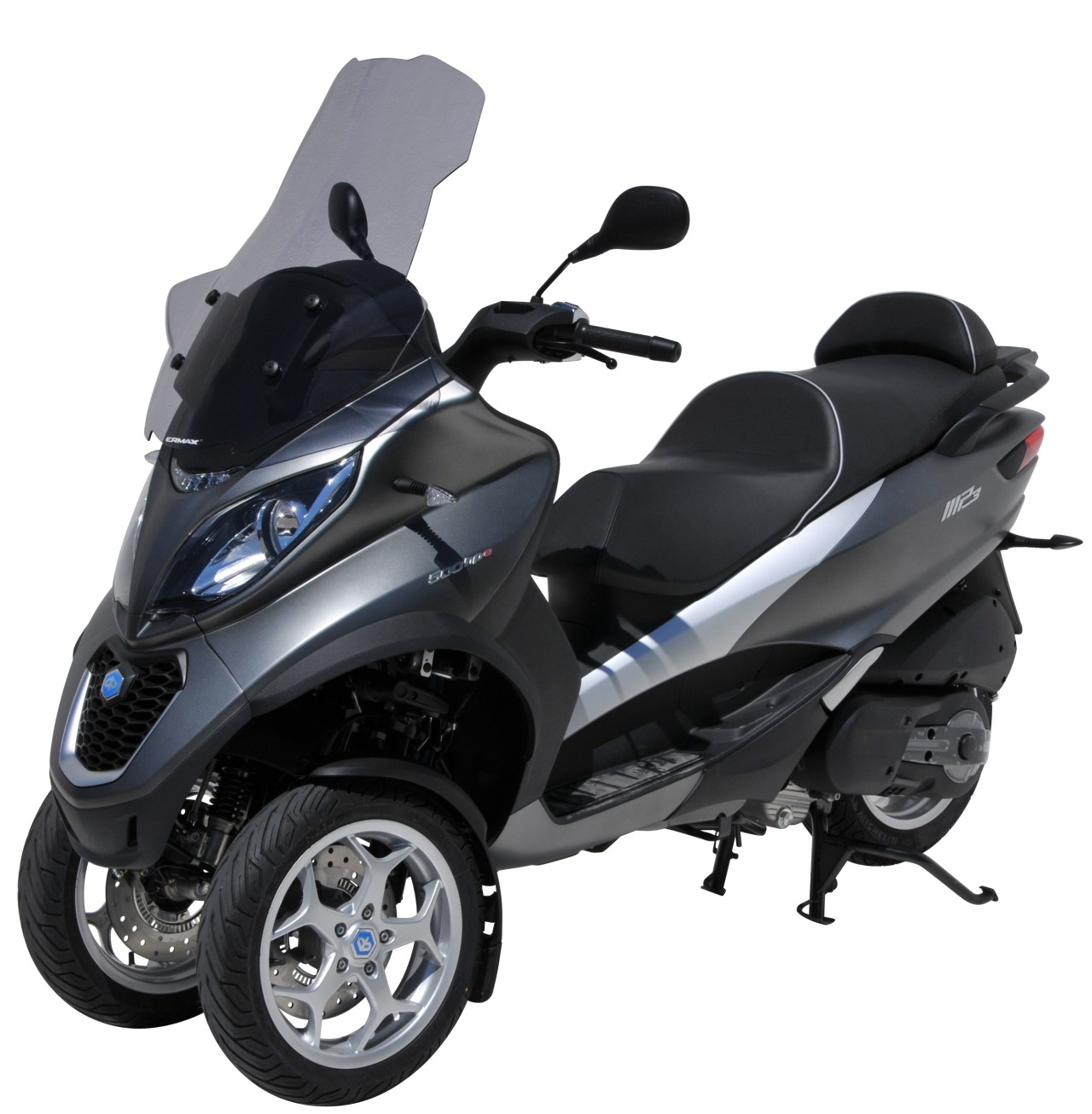 Parabrezza ERMAX Alta Protezione con paramani per Piaggio MP3 400 HPE (-22), grigio