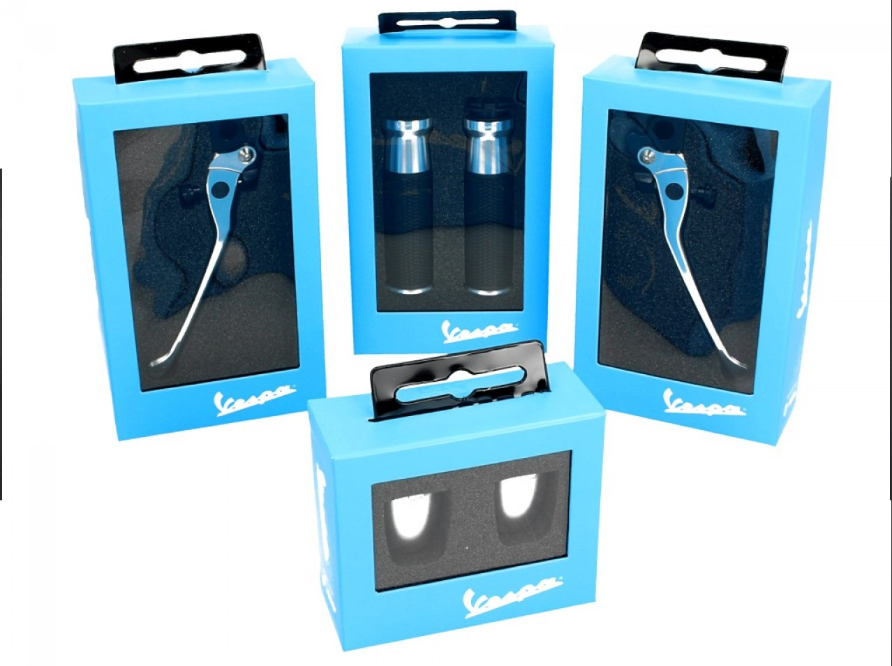 Kit manubrio, alluminio, anodizzato, set maniglie, leve e terminali manubrio per Vespa GTS