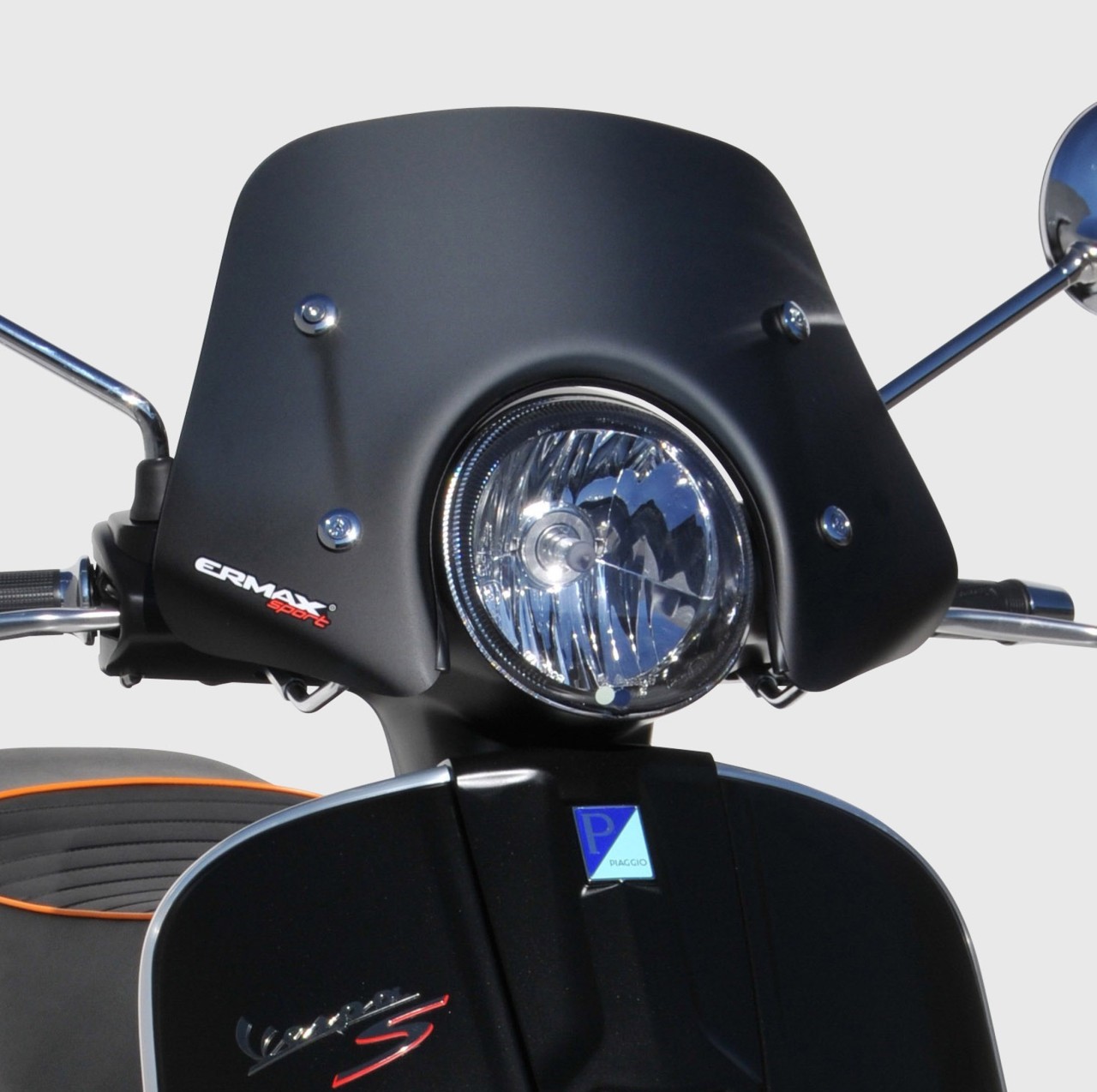 Parabrezza ERMAX Piccolo H 300 mm per Vespa GTS/GTS Super/GT L (-22), nero opaco