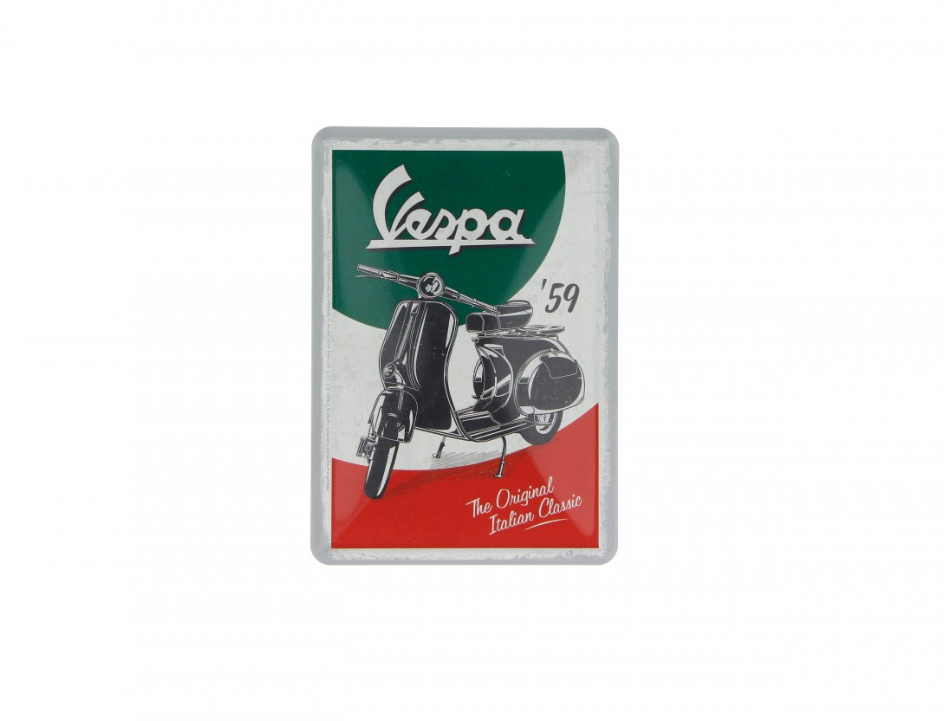 Cartolina Vespa in latta Il classico italiano