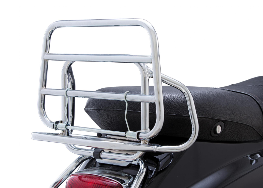 Portapacchi posteriore per Vespa ET2/ET4 50-150cc, pieghevole, cromato